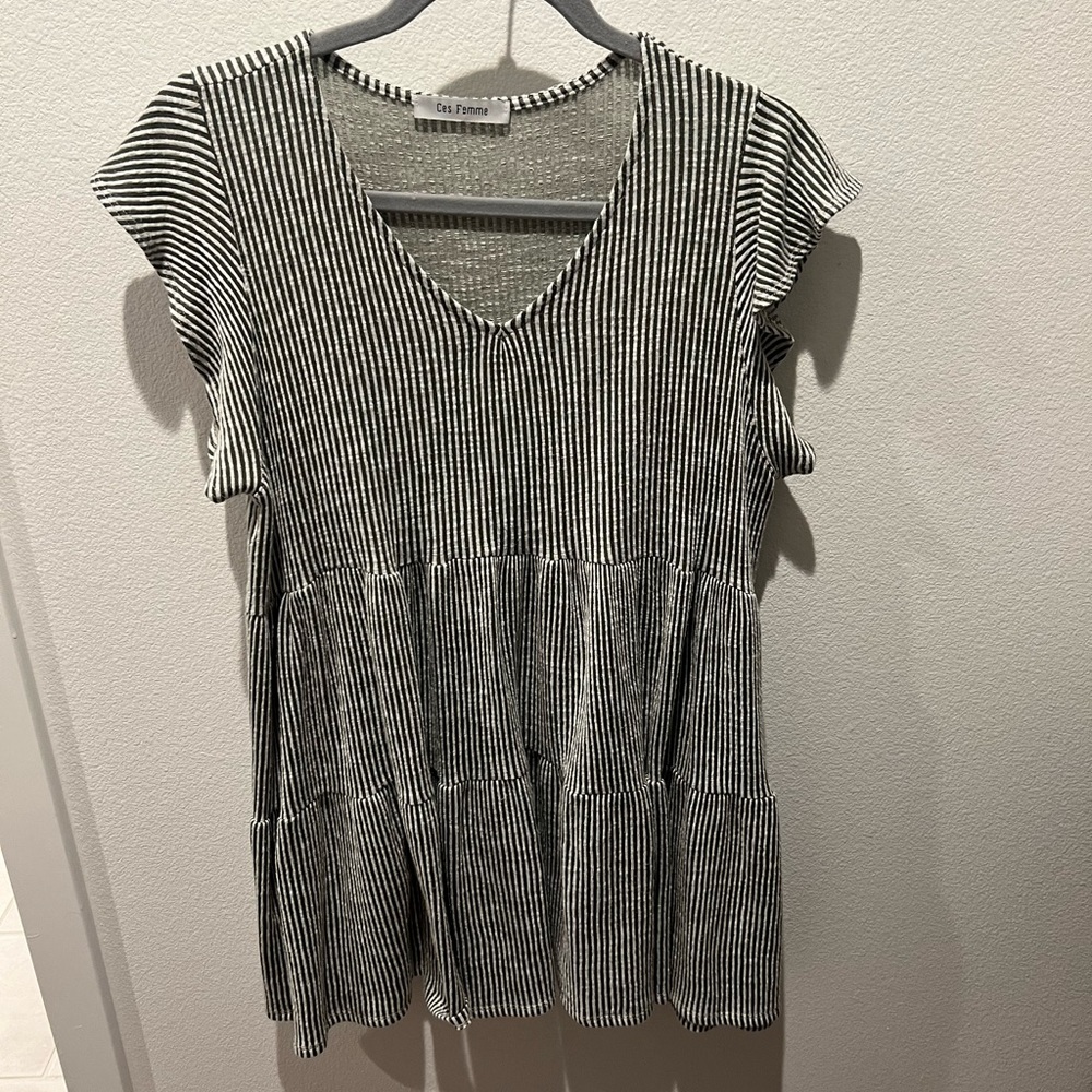 Green and White Stripped Shirt